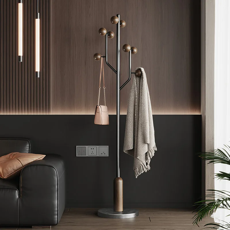 

Stainless Coat Rack with Tree-Shaped Hanger Wooden Hooks for Hotels/Home Elegant Clothes Rack Stand for Storage Hall Tree