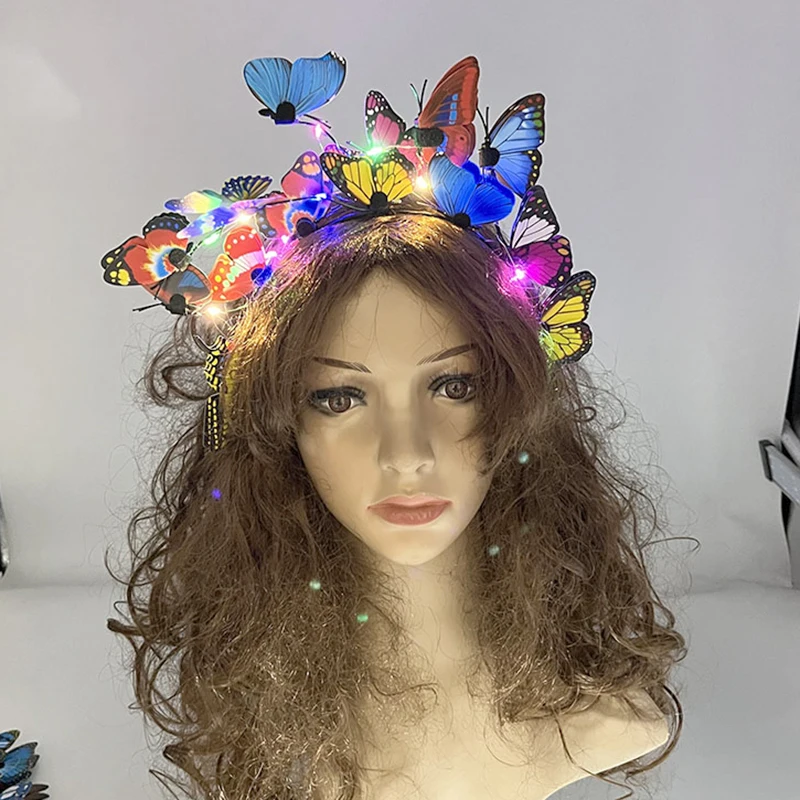 New Hair Accessory Headband For Girls Women Luminous LED Butterfly Headdress Headband Attractive Headwear