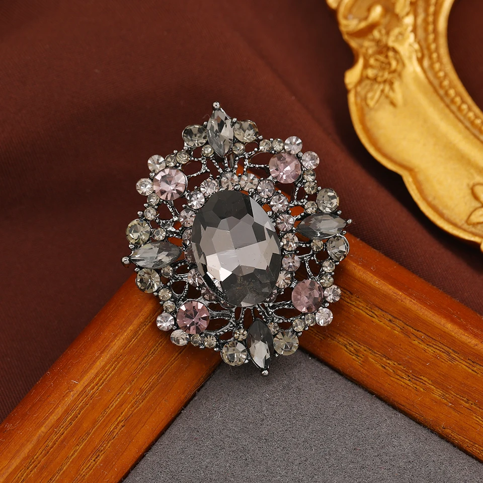 Morkopela Baroque Crystal Brooch Vintage Rhinestone Pin Jewelry Metal Brooches For Women Men Banquet Party Clothes Pins