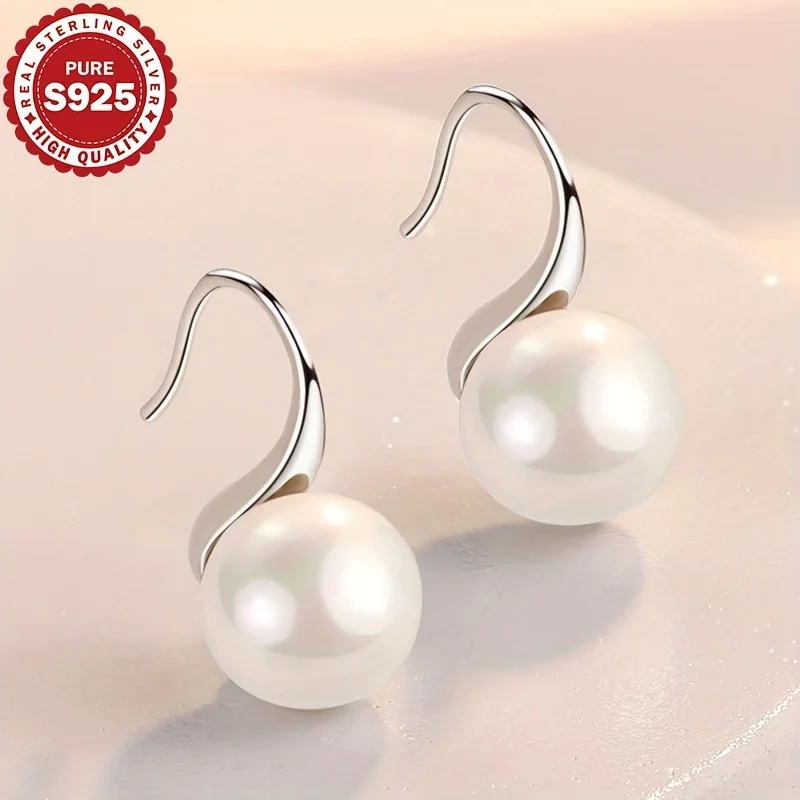 HENGSHENG 925 Sterling Silver 8-9mm Natural Freshwater Pearl Drop Earring Jewelry Gift for Women Girls 2025 New Arrivals