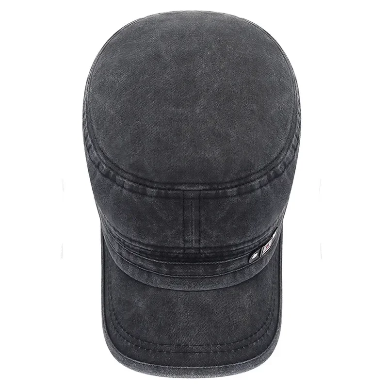 New Washed Hat Made Old Cotton Flat Top Autumn And Winter Peaked Hat Outdoor Breathable Faded Visor Hat Men