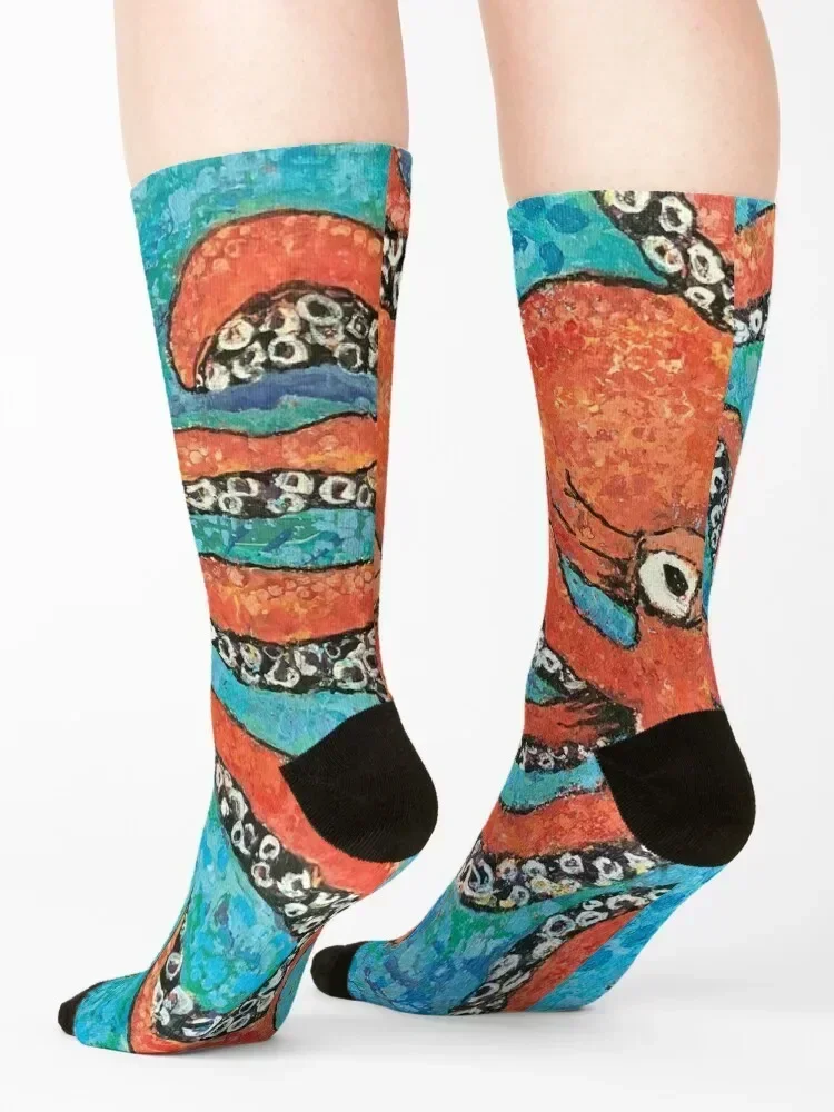 Red Octopus Blue Back Socks short japanese fashion new in's floor Boy Socks Women's