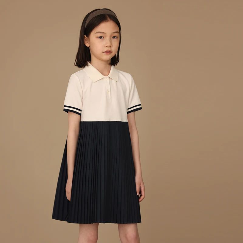 Kids Clothes Girl Kids Skirt Polo Skirt Girls College Dress Hepburn Literary Girl Summer Dress SundressDress Pleated Skirt