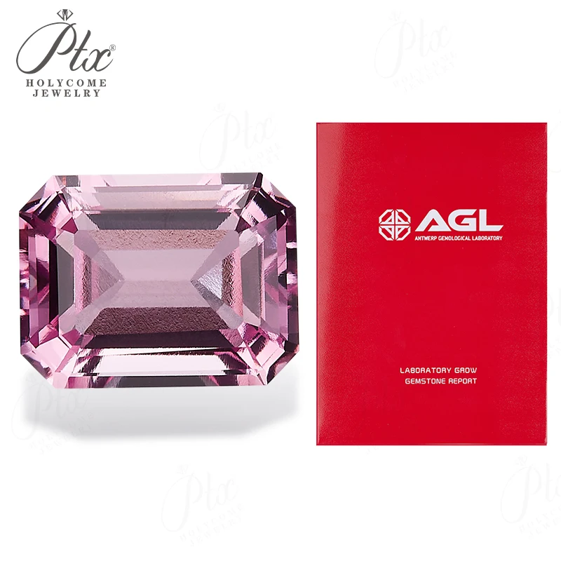 

Lab Grown Padparadscha Sapphire Emerald Cut Loose Gemstone AGL Selectable Jewelry Making Materials Beads ​Factory Outlet Charms