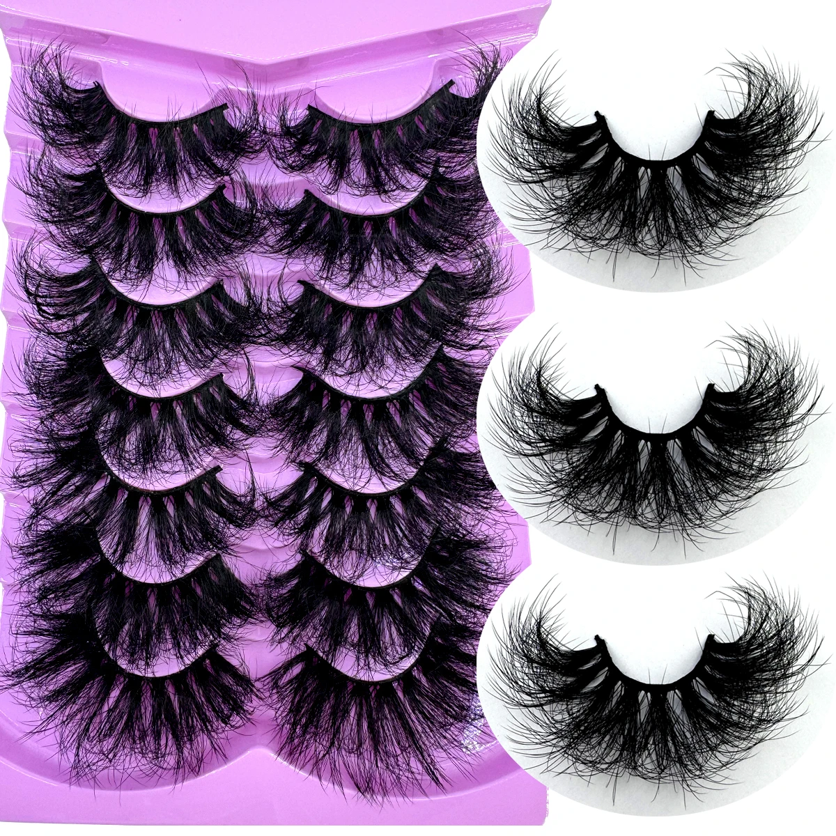 7 Pairs Fluffy Lashes 10-25mm 3D Mink Lashes Long Thick Natural False Eyelashes Wholesale Lashes Vendors Makeup Mink Eyelashes