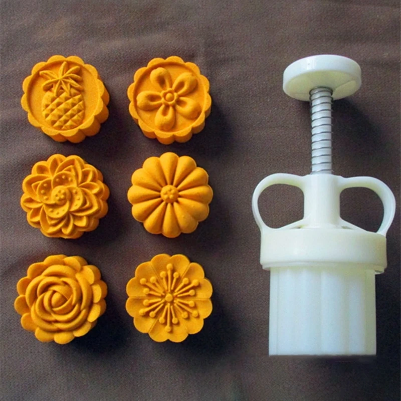 

Adjustable Mooncake Mold 50g Flower Stamp Cookie Cutter Mould DIY Baking Accessories Mid-Autumn Festival Kitchen Dropship