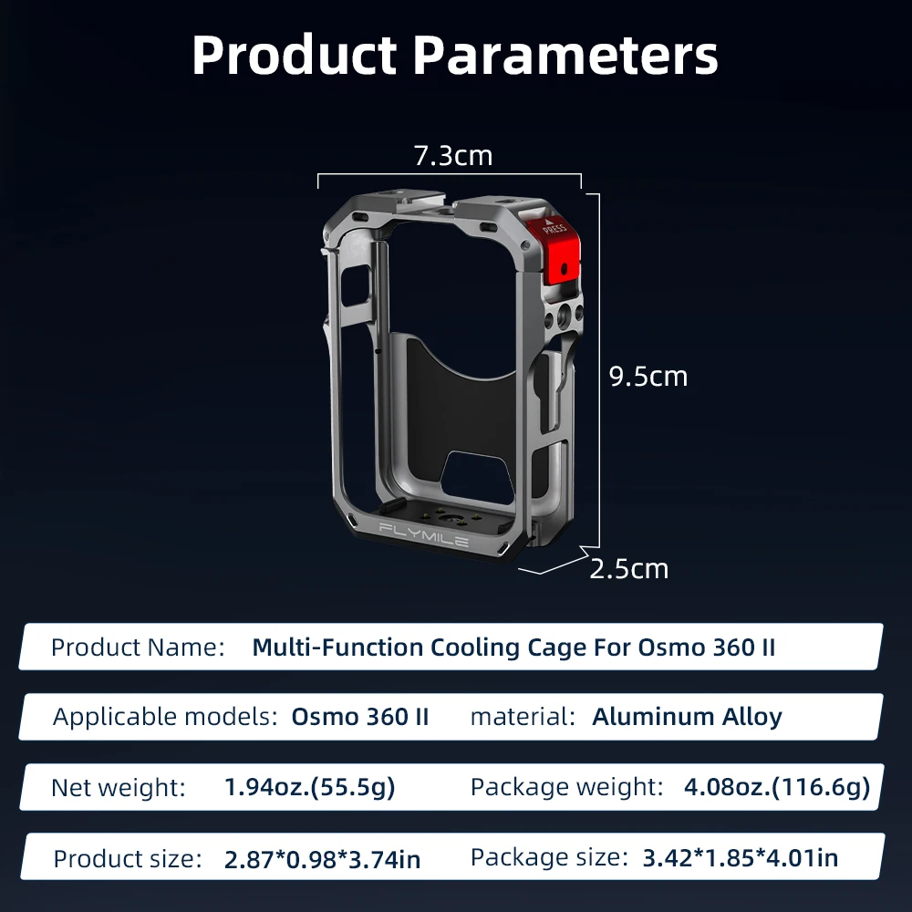 Kamerakäfig, Metall-Schutzrahmen für DJI Osmo 360 2 II, Aluminium-Erweiterungskoffer, Objektivabdeckung, Kaltfuß, 1/4-Gewinde, Zubehör – Detail 11