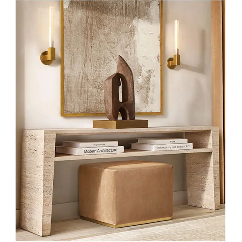 French style hall decoration simple style solid stone porch table designer natural marble console table
