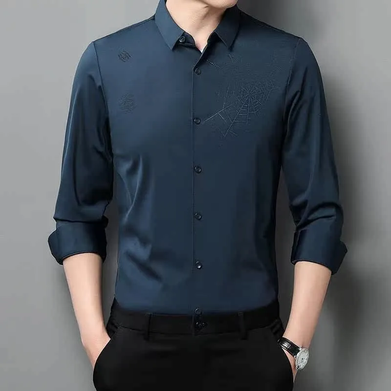 

Spring New Men's Longsved Seamless Shirt Thin Section PU Leather Velvet Fabric Long Sleeve Color Fashionable Christmas ...