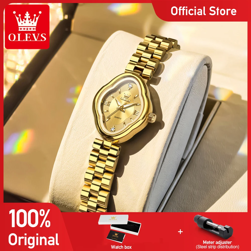 OLEVS 5666 Orologio da donna Originale Elegante Moda Oro Orologio al quarzo in acciaio inossidabile Impermeabile Laides Orologi per donna Nuovo Reloj