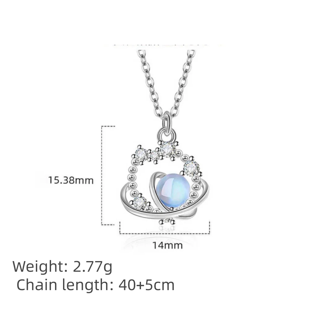 925 فضة قلادة نجمة Moonstone قلادة السيدات أزياء بسيطة عيد ميلاد حزب الزفاف الذكرى مجوهرات هدية #6