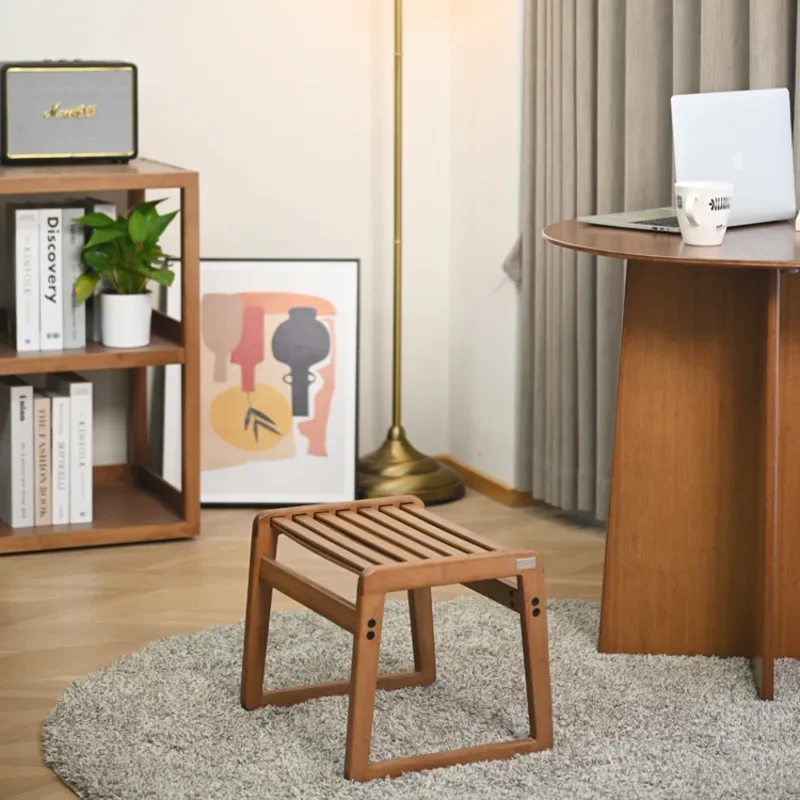 

Modern Office Footrest, Natural Bamboo Shoe Stool, Light Practical Bedroom Chair, Japanese Fine Polished Furniture