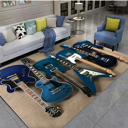 Rock Music Instrument Guitar Printed Carpet, Living Room and Bedroom Decorative Carpet, Children's Area Anti-skid Floor Mat, Rug