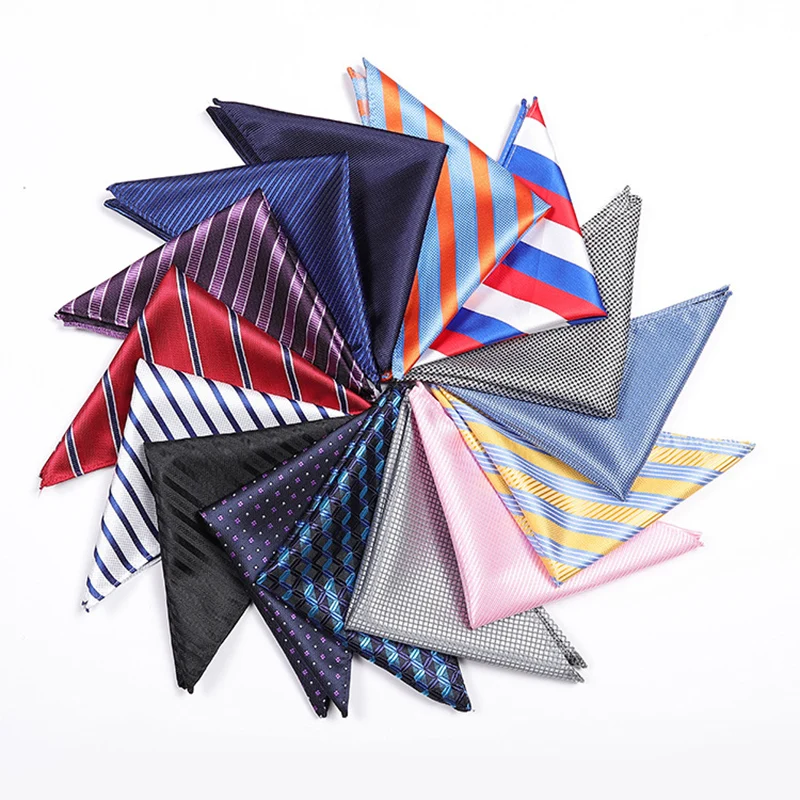 

Striped Mens Hanky Pocket Squares Handkerchiefs Silk Square Handkerchief For Wedding Chest Towel Square Scarf For Suit Accessori