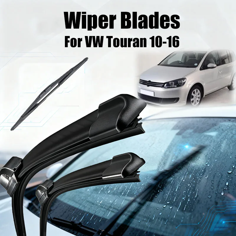 

Front Rear Set Wiper Blades For VW Touran 2010 2011 2012 2013 2014 2015 2016 Natural Rubber Windshield Windscreen 3PCS/Set