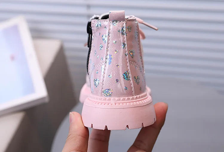 Bling Stars Allover-Print Kinder-Stiefeletten für Mädchen Weiche Sohle Herbst Prinzessinnen-Schuhe Glänzende Kinder-Kurzstiefel – Detail 14