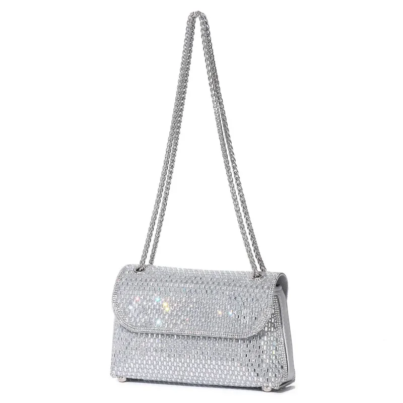 Bolso de mano de noche con tachuelas de diamante, correa de cadena, novedad