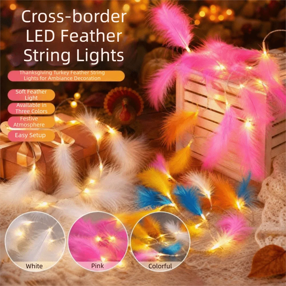 Garland Multi-Color Feather Led String Light Feather Design Decoration Lights Fairy Light String Garland Christmas Home Wedding