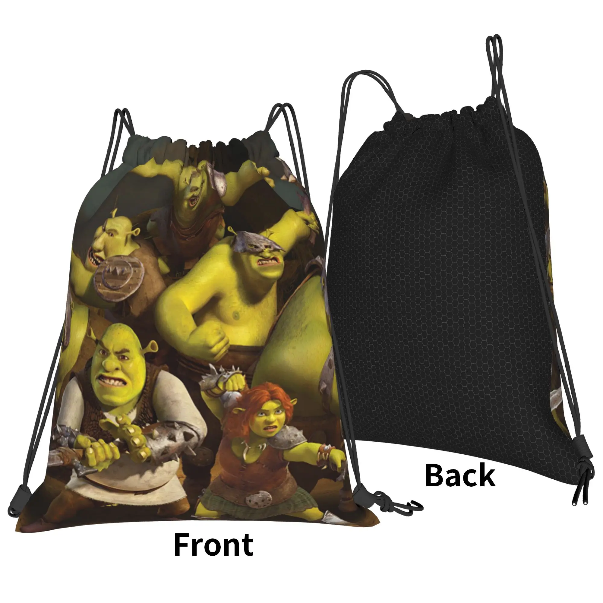 Shreks Ogre Bag Drawstring Backpack Sports Gym Sackpack Water Resistant Anime String Bags for Exercise 36cm (W) x 43cm (H)