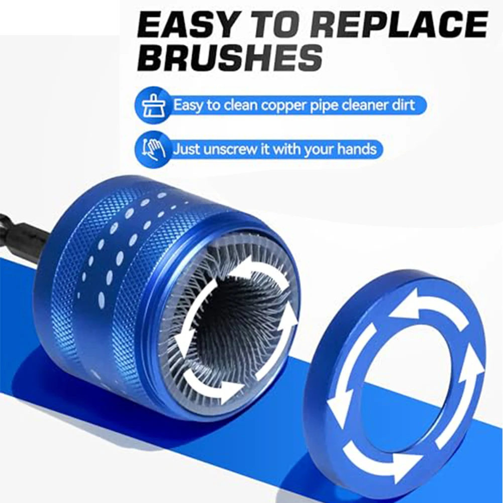 Copper Pipe Cleaning Brush Set Pipe Cleaner For Plumbing Drains Vents HVAC Systems Electric Drills Accessories