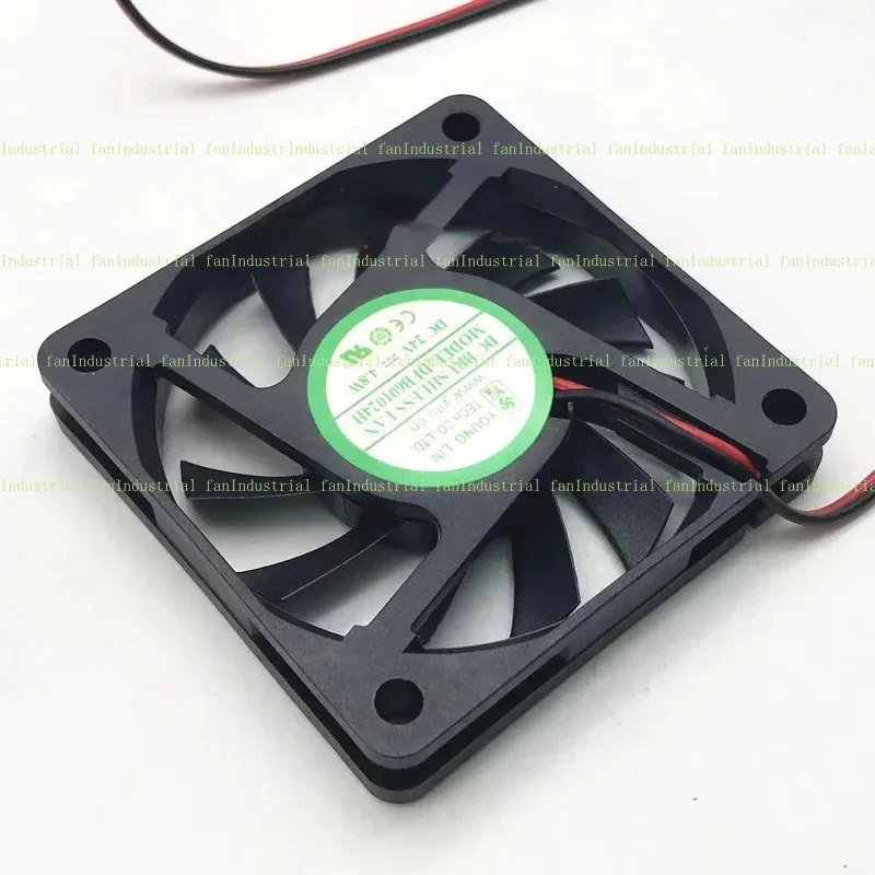 De Young Lin 601024 H 24V 4.8W 60x60x10mm Ventilateur de refroidissement de serveur à 2 fils