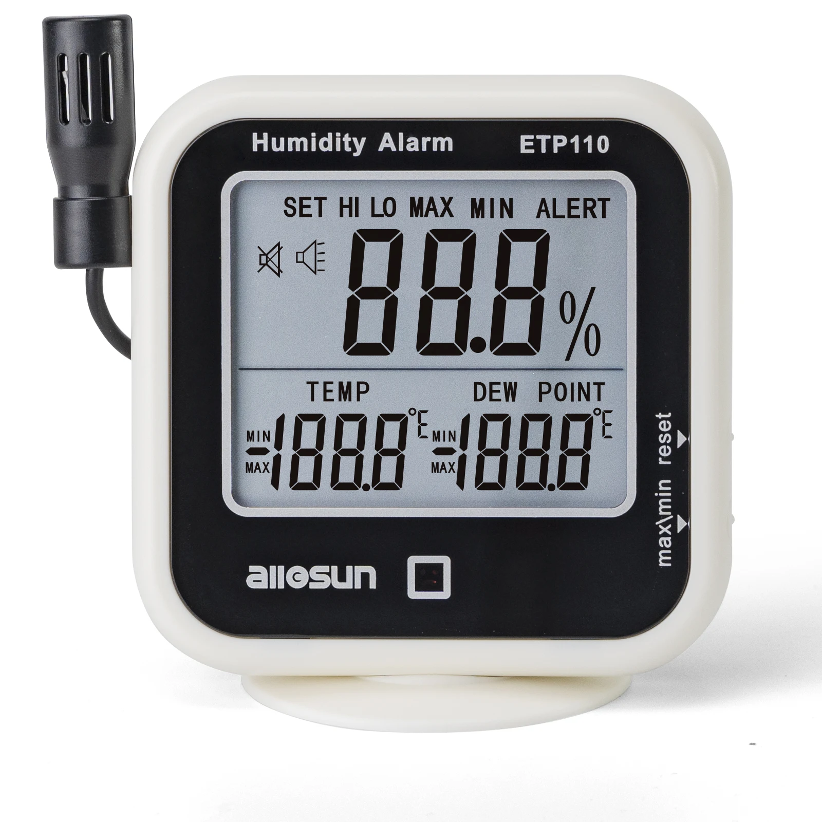 Misuratore di punto di rugiada termoigrometro digitale all-sun ETP110 con funzione di allarme umidità misuratore di umidità termometro ad alta