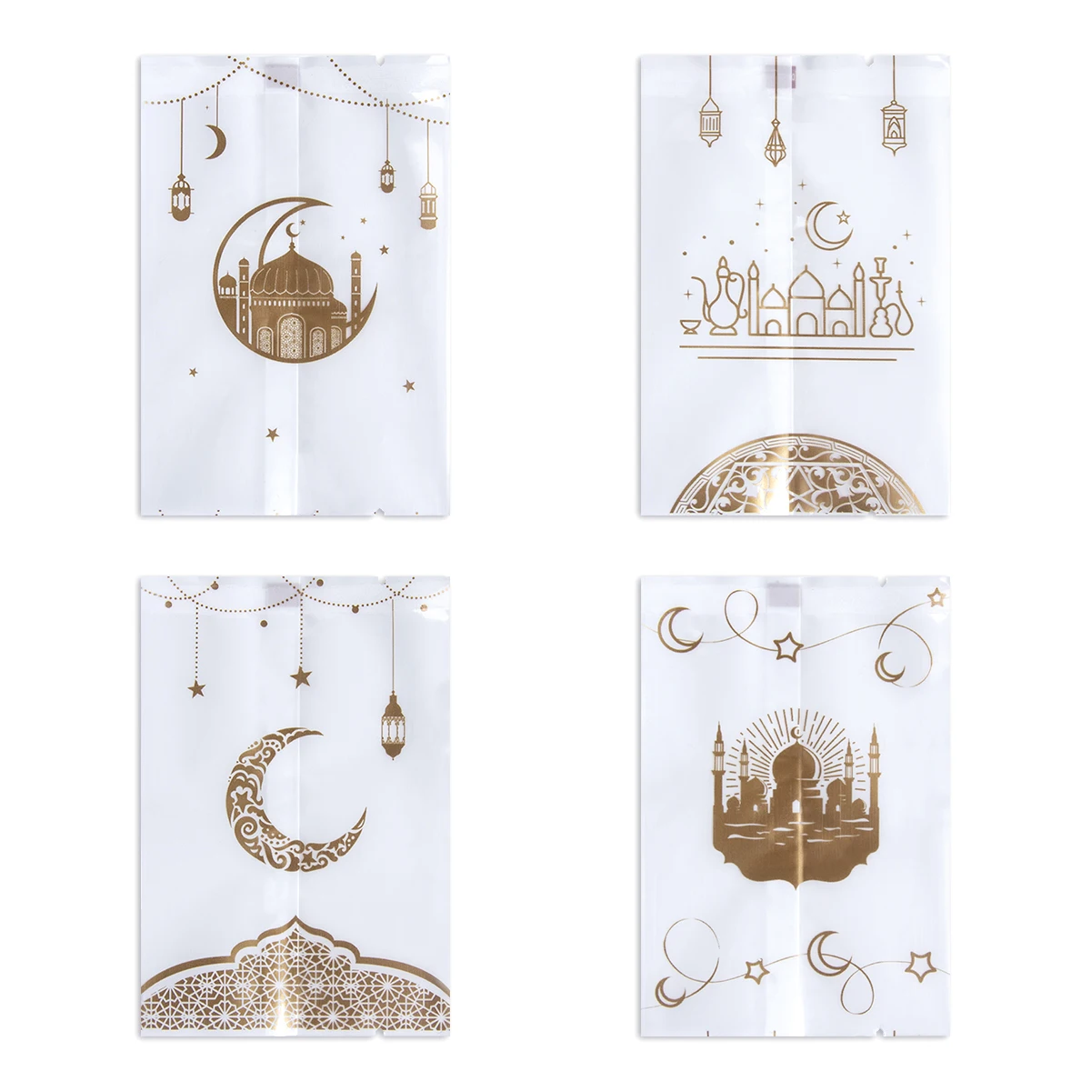 100Pcs Ramadan Cookie Bags Hot Seal Nougat Candy Baking Packaging Bag 2025 Eid Mubarak Decorations Islamic Muslim Party Supplies