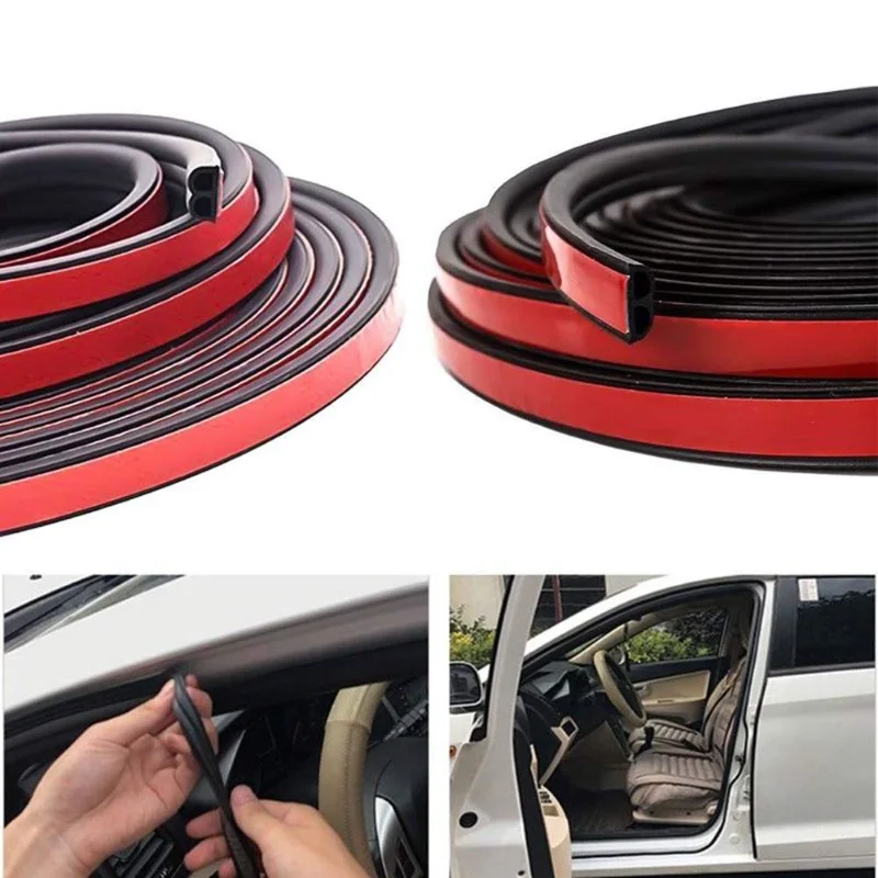 5/8/10 Meters B Type Car Door Seal Strips Noise Insulation Windproof Weatherstrip Rubber Seals Sticker Auto Interior Accessories