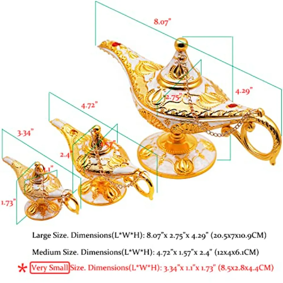 Aladdin Magic Genie Lamps - Classic Vintage Magic Genie Light Costume Lamp for Home Wedding Table Decoration, Size
