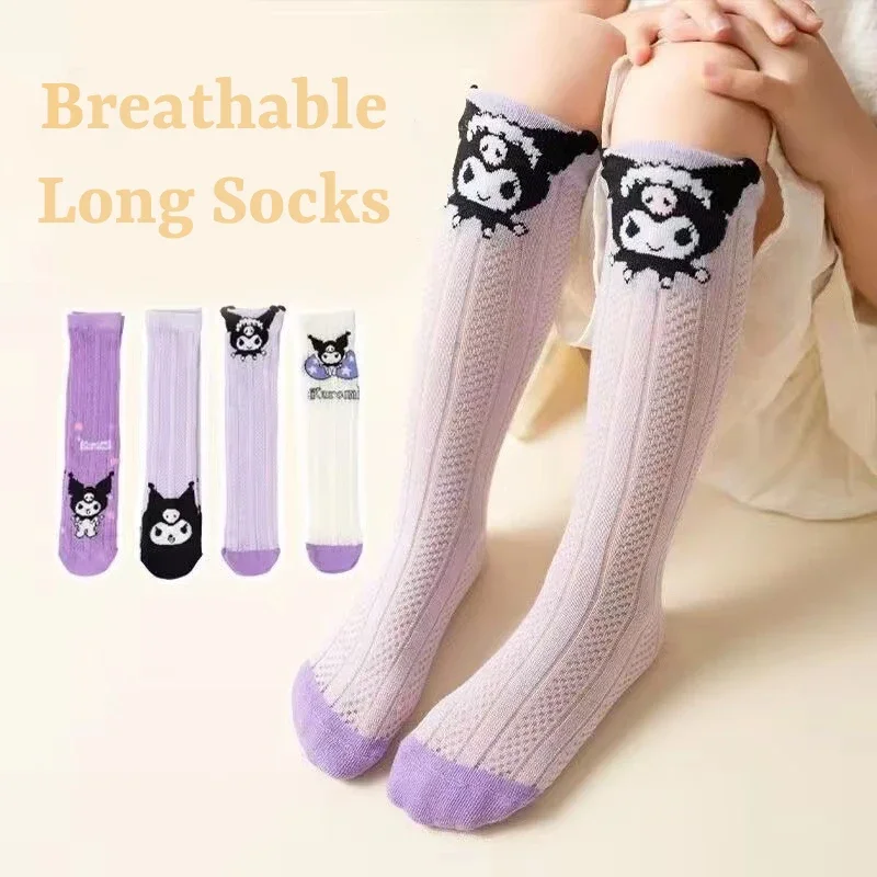 Sanrio Kuromi calze per bambini Anime Cartoon Cute Cotton Socks neonata primavera autunno traspirante moda scaldavivande regali