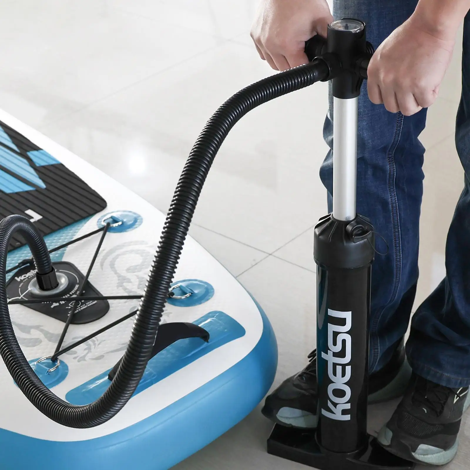 

Inflatable Kayak Air Pump, Manual Inflator with Pressure Measurement