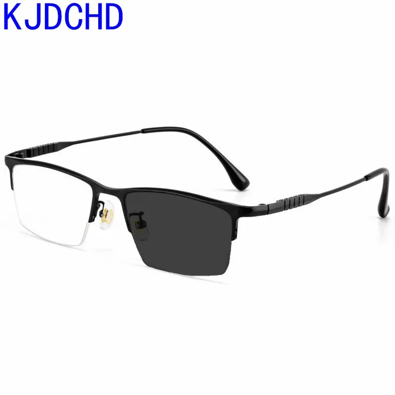 Pure Titanium Ultra Llight Half Frame Men And Women's Photochromic Presbyopia Glasses ComputerReader And Writer With Diopter