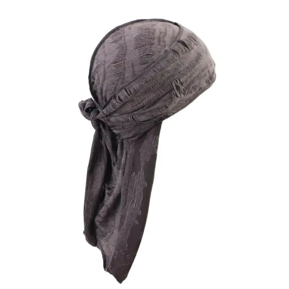 Cotton Hip Hop Bandana Headscarf Breathable Headband Long Tail Pirate Cap Cycling Head Scarf Strap Headband Hat Hole Bandana Cap