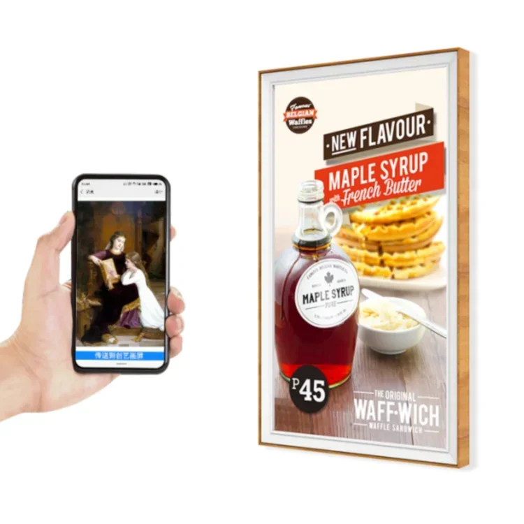 NFT display AI frame 21.5/32/43 inch  lcd display wifi cloud  digital photo picture frame 32inch for art wooden canvas OEM