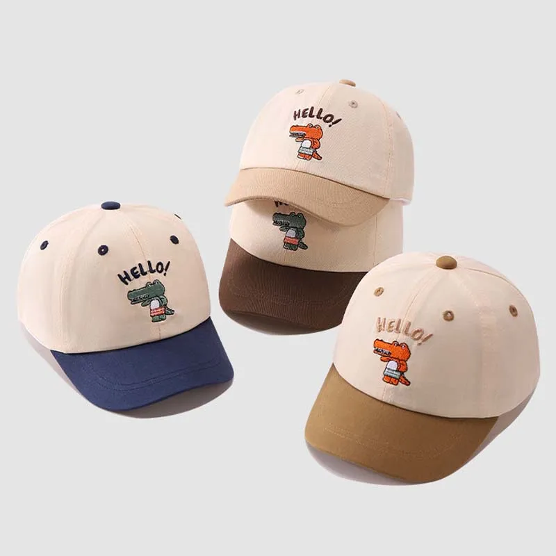 Gorras de béisbol con visera para bebé, gorro con dibujo de dinosaurio, ajustable, bonito, ideal para viajes al aire libre, de 1 a 3 años