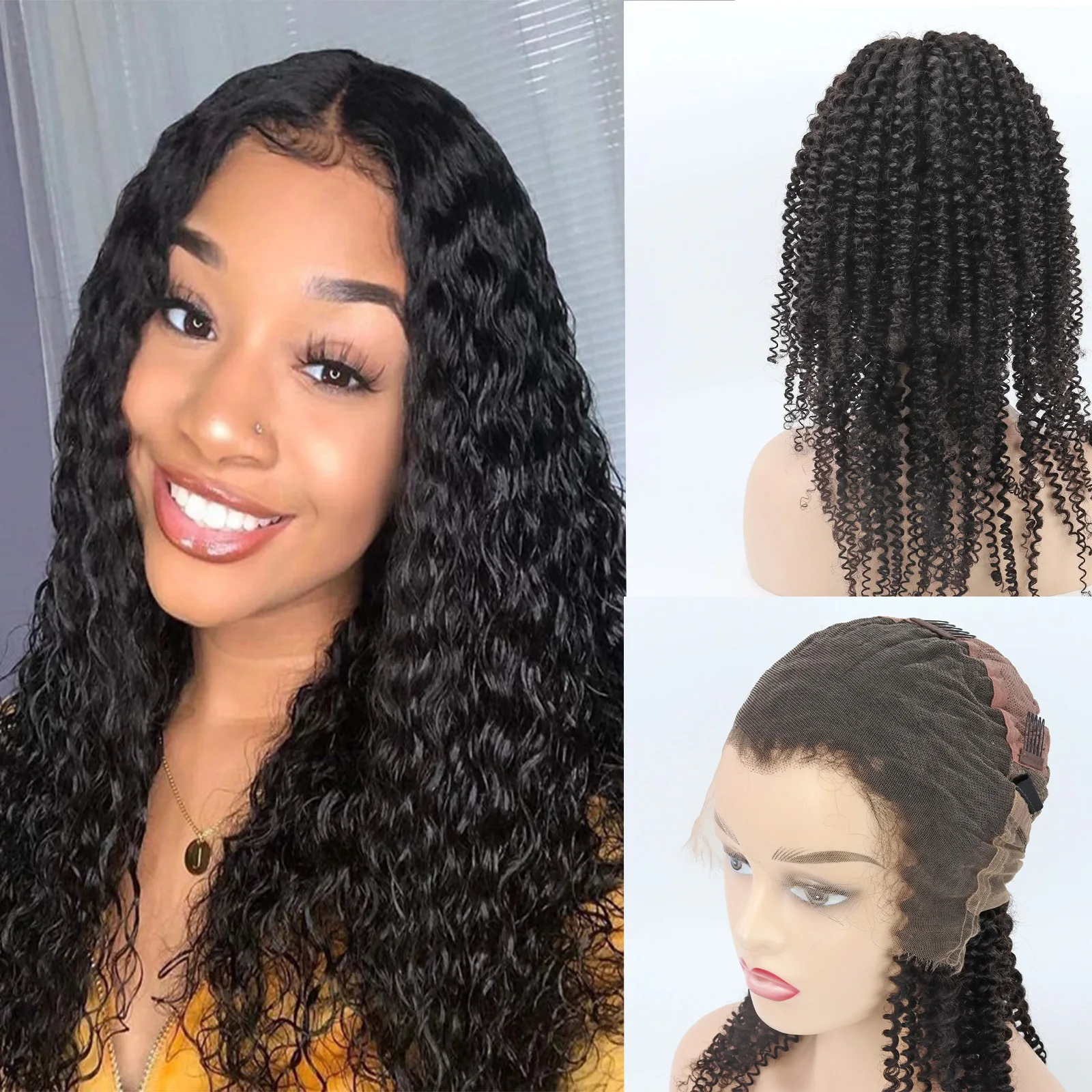 

Full HD Kinky Curly Lace Wig for Women 150% Density Real Remy Human Hair Invisible Pre-Plucked Soft Breathable Wig