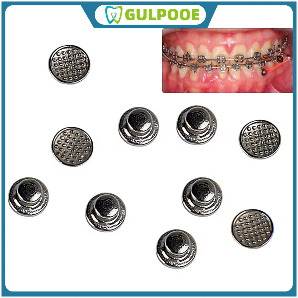 

GULPOOE 10pcs/Pack Dental Orthodontic Lingual Buttons For Bottom Bondable Metal Tongue Side Buckle Lingual Buttons Materials