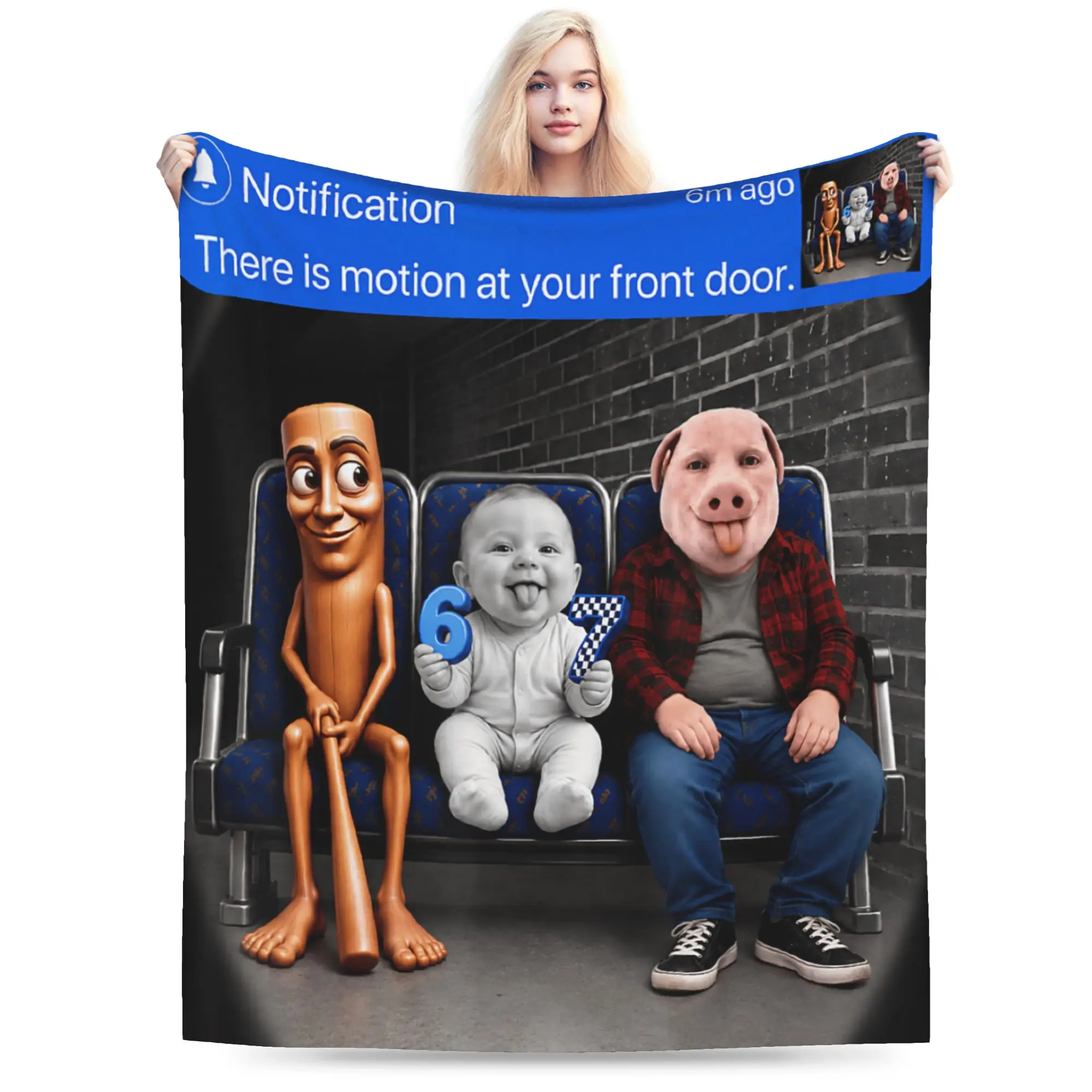 Motion Tung Tung Tung Sahur John Pork Ai Baby 67 Meme Blanket Novelty Travel Car Bedding Throws Living Room Flannel Bedspread