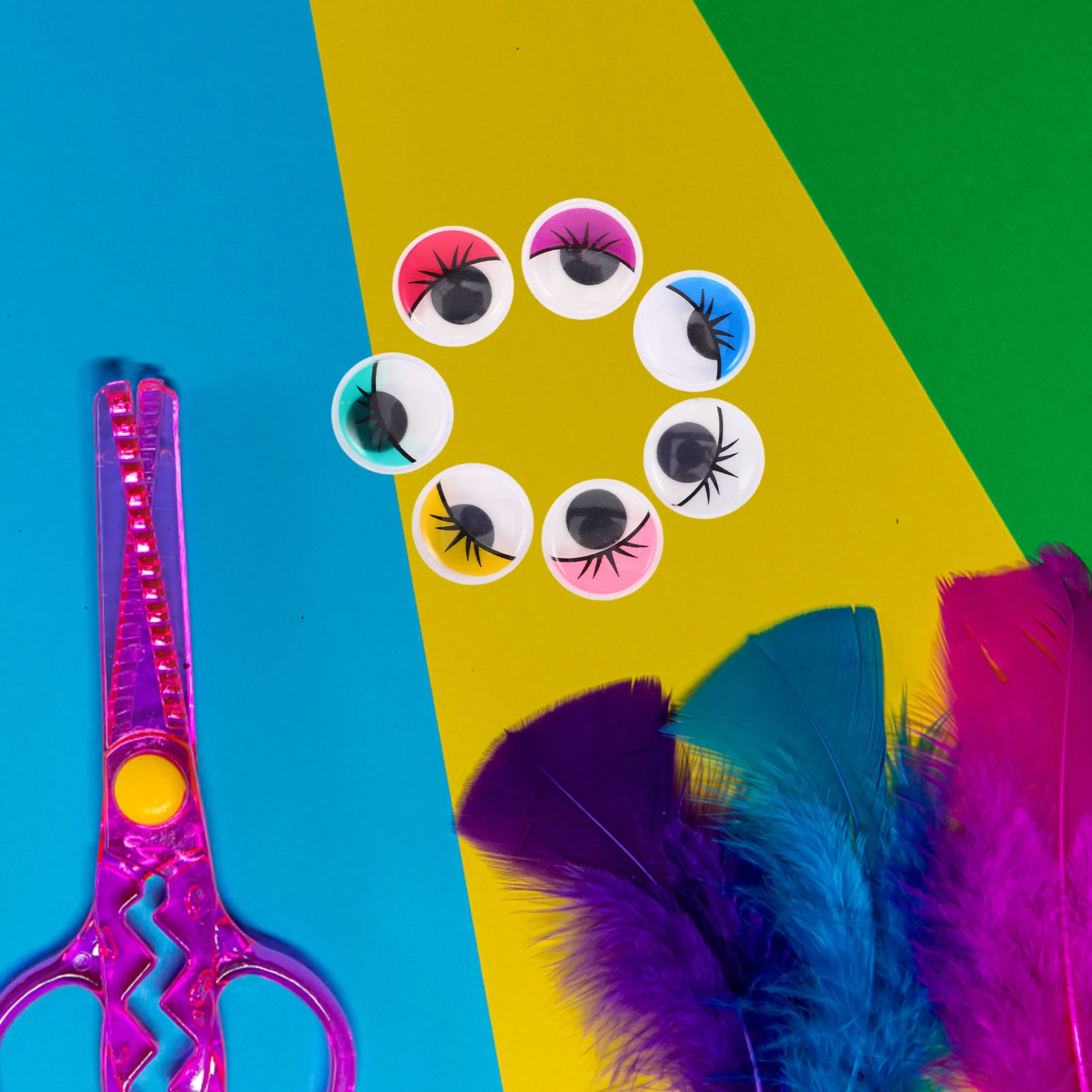 50 pçs saco de material colorido extensões de cílios vara adesivos autoadesivos olhos para artesanato falso