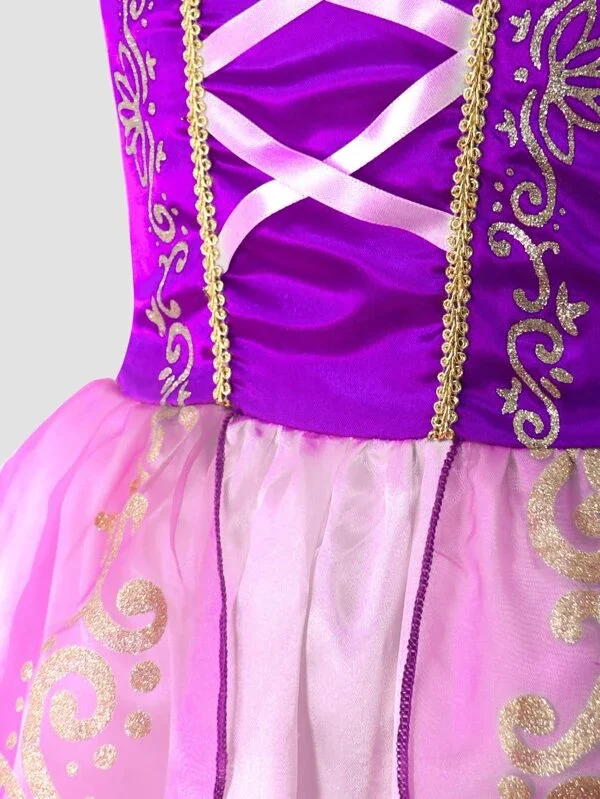 Children Long Magic Hair Fairy Tale Fancy Dress Girls Carnival Rapunzel Princess Costume Kid Halloween Apparel Role Play Party