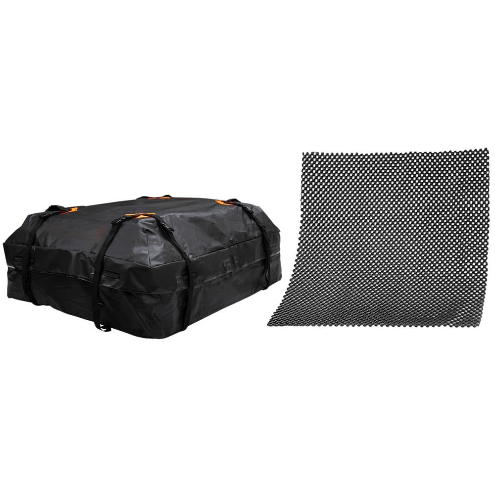 Car Roof Cargo Bag, Travel Storage Luggage Bag with Anti Slip Mat Double Water Proof, Anti-Tear PVC Roof Top Carrier Bag