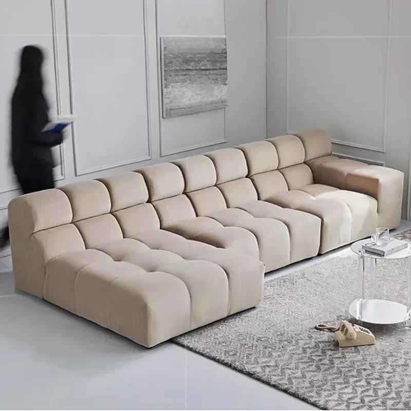 Simple module sofa fabric color matching tofu corner