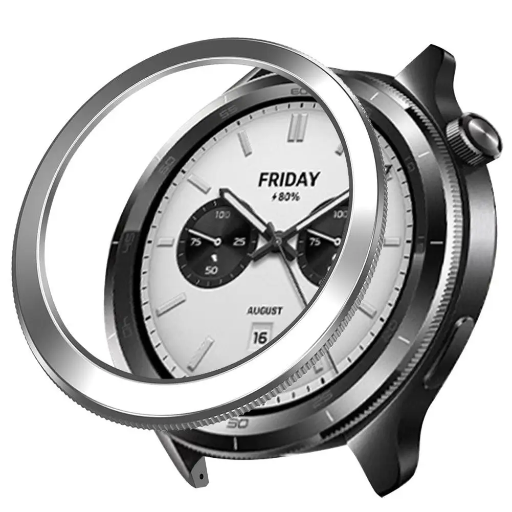 لساعة Xiaomi S4/S3 إطار كمبيوتر بسيط بديل لساعة Mi Watch S4، غطاء حماية أسود/فضي