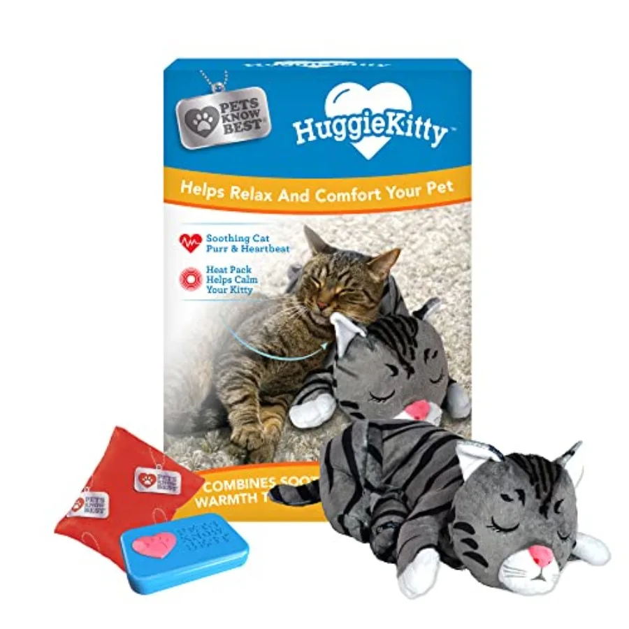 

HuggieKitty Grey Comfort: Успокаивающий компаньон с имитацией сердцебиения для кошек и котят – нагревательный, успокаивающий, облегчающий стресс переносник для коррекции поведения