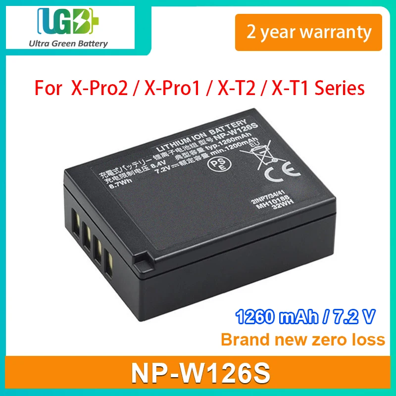 UGB New NP-W126S Battery For FUJIFILM X-Pro2 X-Pro1 X-T2 X-T1 X-T10 X-E2S X-E2 XA10 XE3 XT20 Series 1260mAh 7.2V