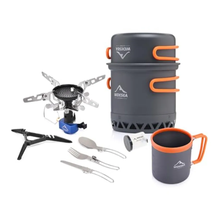 

8PCS Camping Cookware Mess Kit Backpacking Outdoor Lightweight with Pot Pan Tableware