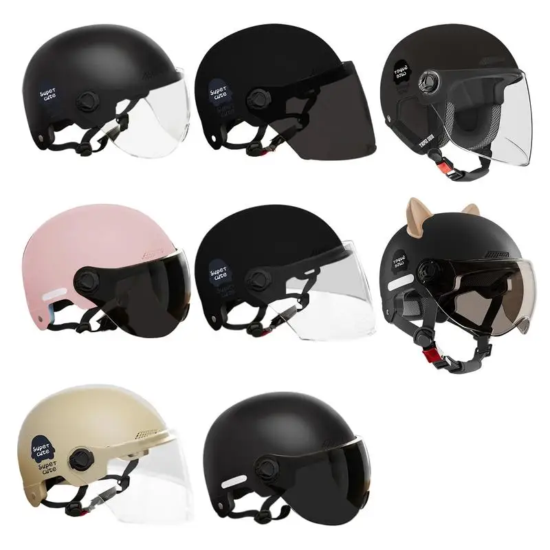 Mens Hard Hat Safe Motorcycle Headgear Half Head Cap Vintage Open Face Headgear Electric Motorcycle Supplies for Cruiser Scooter