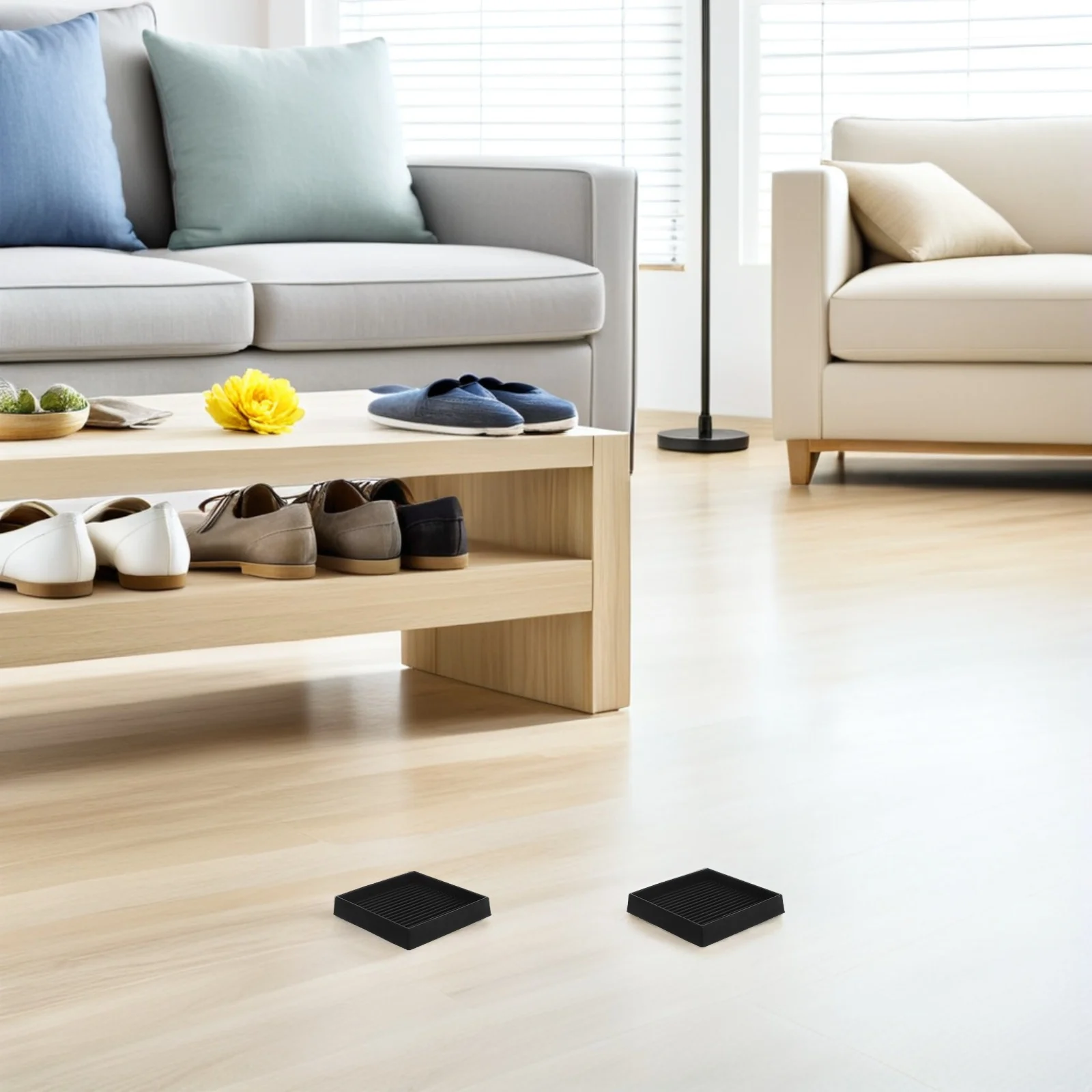 

8pcs Rubber Furniture Castor Cups 3.3" Square Non-Slip Pads For Table Chair Legs Floor Protection Furniture Feet Protectors