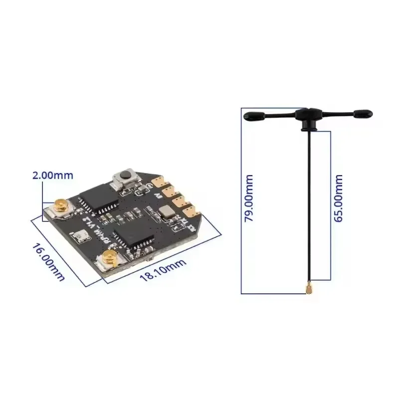 Radiomaster RP4TD-M ELRS 2,4 GHz Mini RX - Antena dual True Diversity, respuesta rápida Baja latencia para un vuelo FPV suave