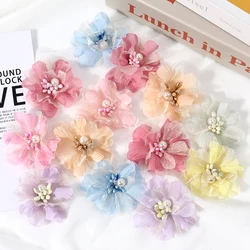 10Pcs Chiffon Artificial Flowers Yarn Fake Flowers For Home Decor Wedding Decoration DIY Bride Hair Clothing Wreath Accessories